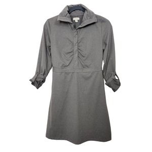 Tehama Shirtdress Gray SIZE XS Roll Tab Sleeve collared CASUAL DRESS Cinched